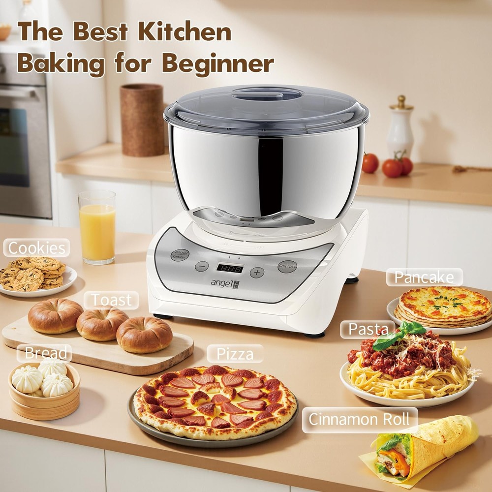 Dough Maker with Ferment Function, 5.5QT Dough Mixer Machine with 304 Stainle...