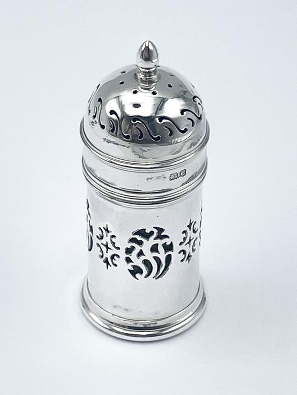 SILVER PEPPER POT BIRMINGHAM 1927 PIERCED DESIGN