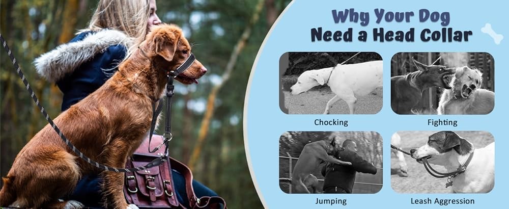 BARKL Dog Head Collar, Soft No Pull Head Halter, Reflective Muzzle