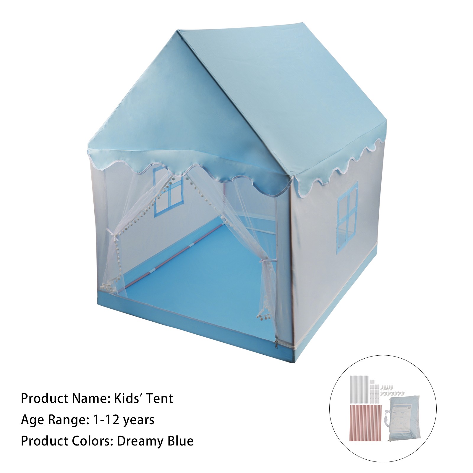 Kids Indoor Play Tent for Boys & Girls Assembly Tent with Metal Frame