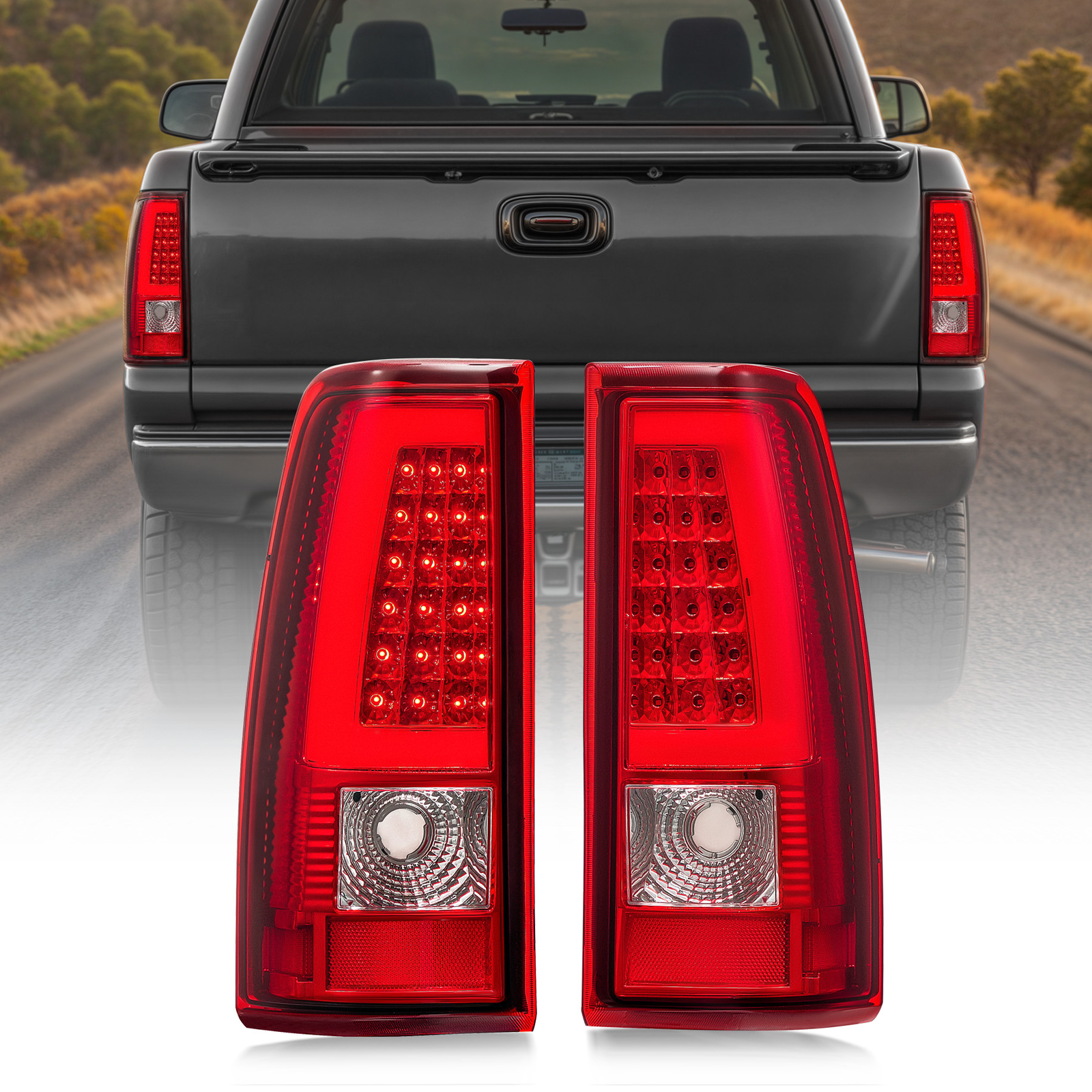 2003-2006 Chevy Silverado 1500 03-06 GMC Sierra Red LED Tail Lights Brake Lamps