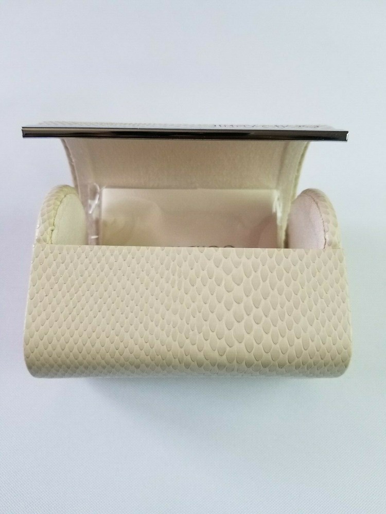 JIMMY CHOO BEIGE LIZARD PATTERN SMALL FOLDING SUNGLASS CASE WITH CLEANING CLOTH