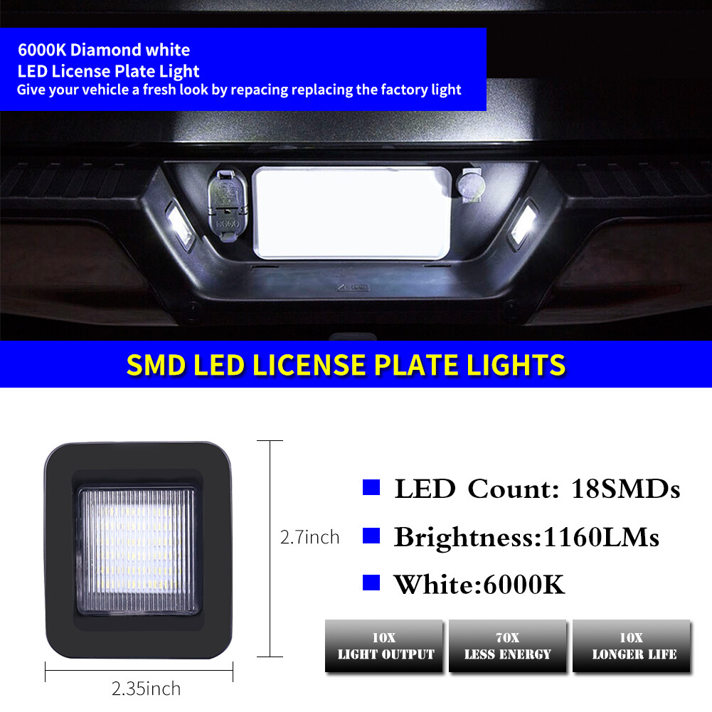 White LED License Plate Light Assembly For 2015-2020 2021 2022 2023 Ford F-150