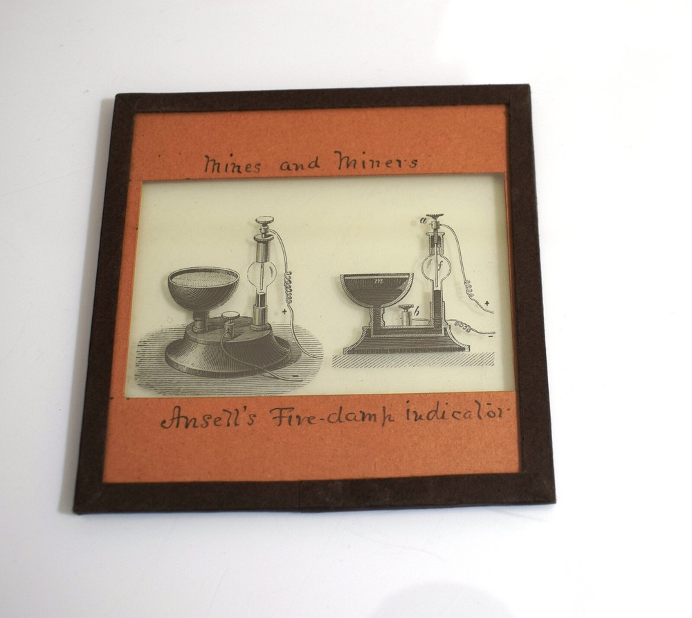 COAL MINING : ANSELLS FIRE DAMP INDICATOR C1875 VICTORIAN Magic Lantern Slide