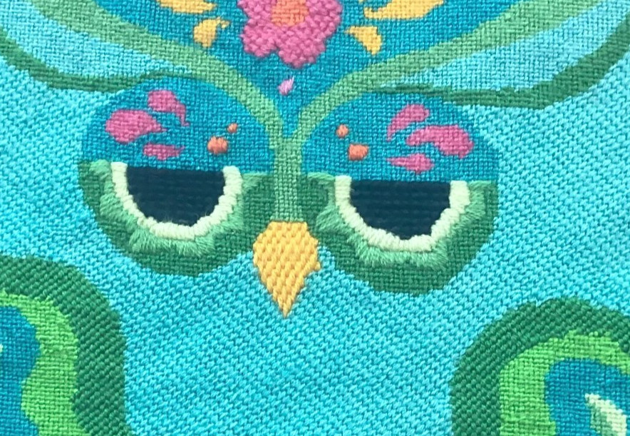 Vintage MOD OWL Finished Needlepoint