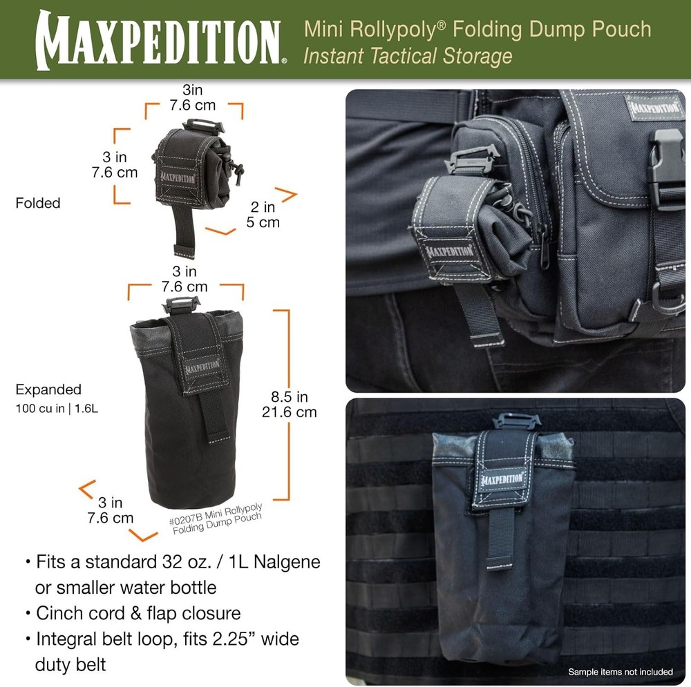 MAXPEDITION Mini Rollypoly Folding Dump Pouch One Size, Black