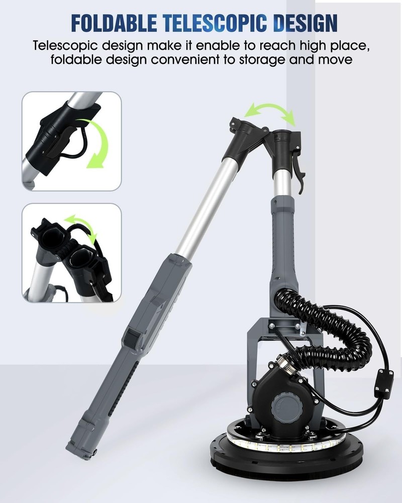 Drywall Sander Electric Vacuum Dust Collector Variable Speed LED Light