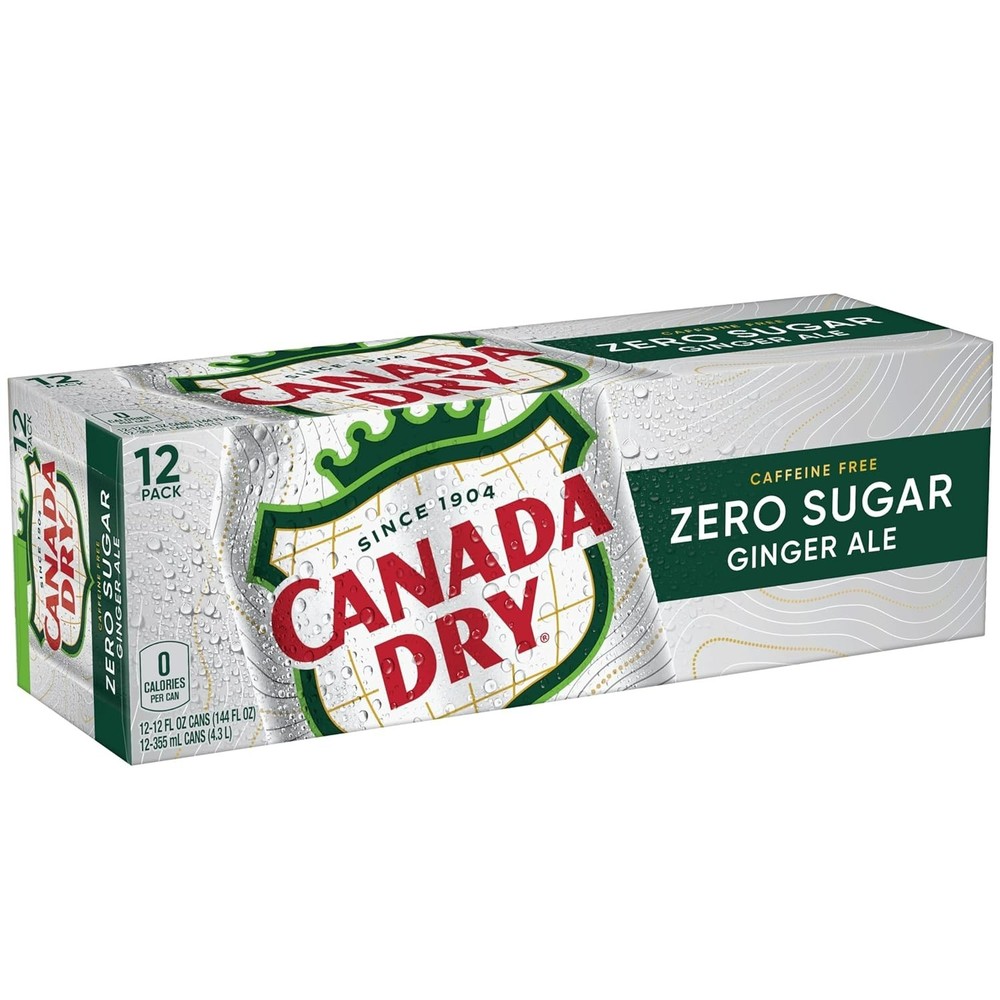 Zero Sugar Ginger Ale Soda, 12 fl oz cans, 12 pack