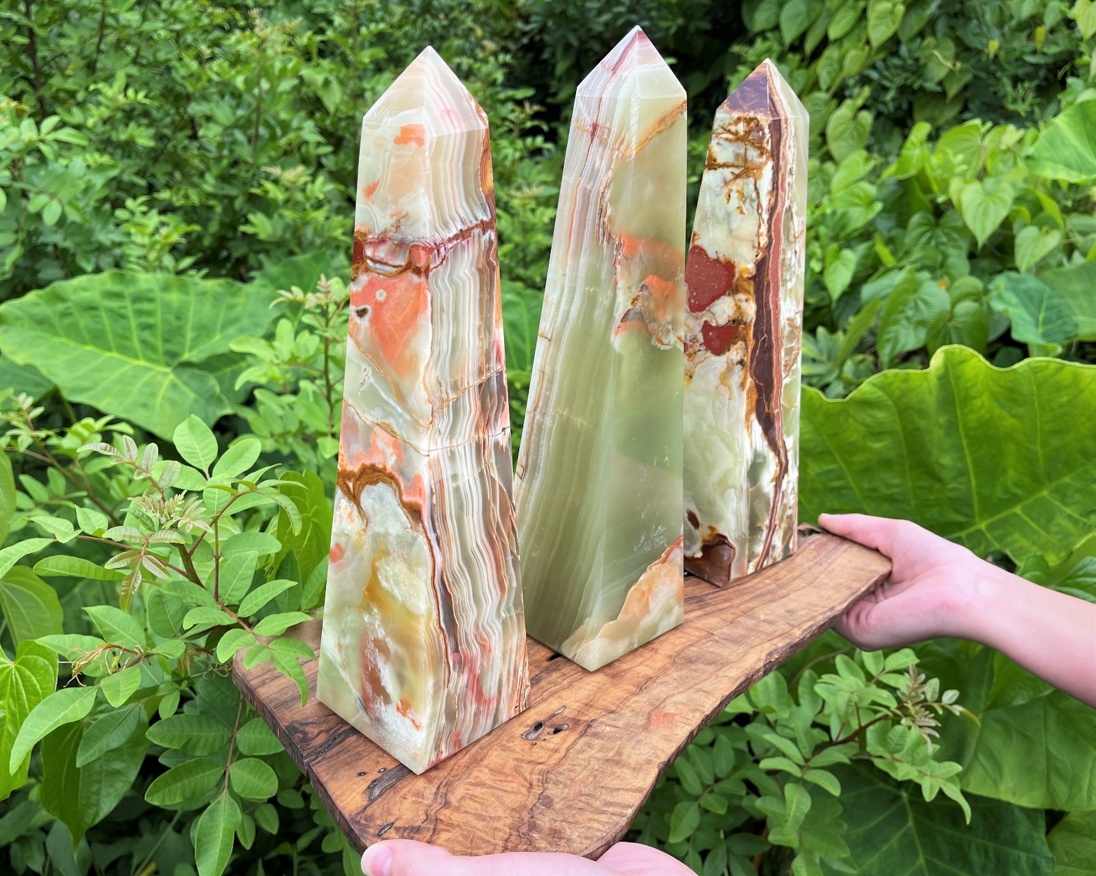 JUMBO 12" Green Onyx Obelisk (4-Sided Crystal Tower, Green Onyx Tower)
