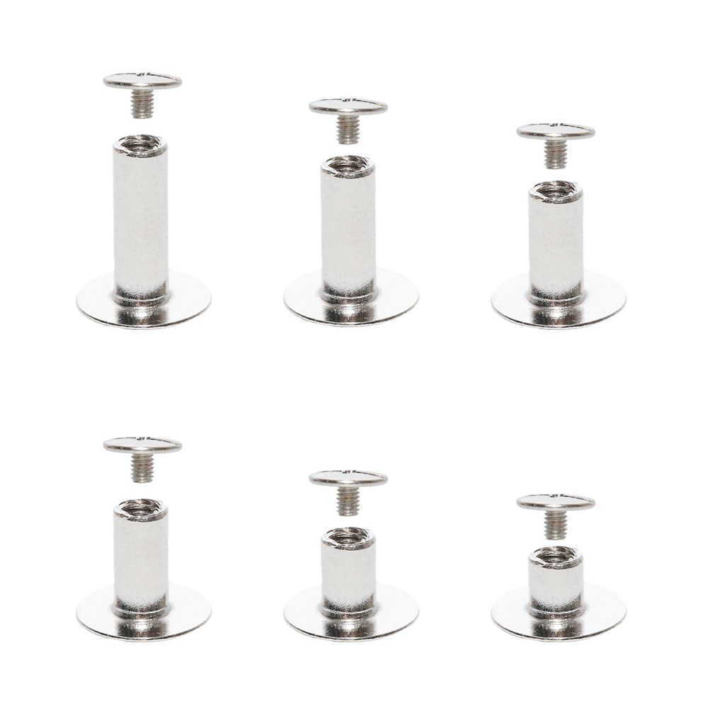 120 Sets Silver M4 Chicago Screws Leather Assorted Kit 6 Sizes Binding