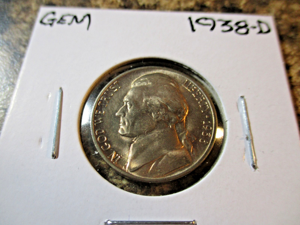 1938-D JEFFERSON NICKEL GEM   AA