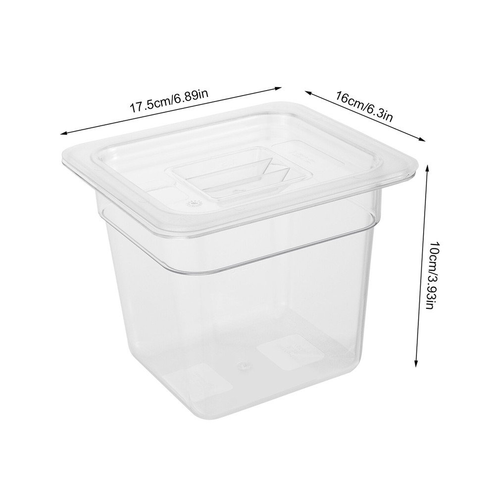 8 PACK 1/6 Size Clear PC Steam Prep Table Food Prep Pans 4" Deep Space Saving