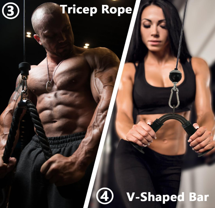 Gym Cable Attachments Set LAT Pull Down Triceps Bar Handle