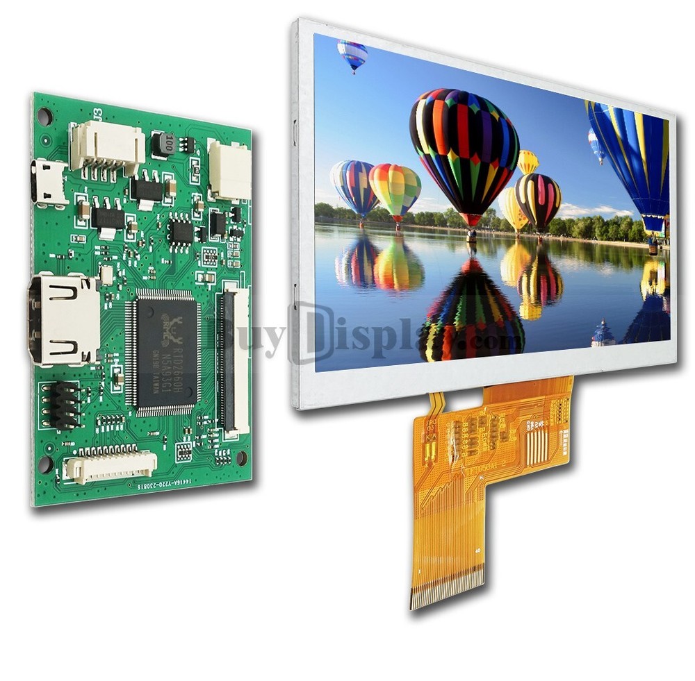 Raspberry PI 5" 480X272 TFT LCD Display with Small HDMI Driving/Controller Board