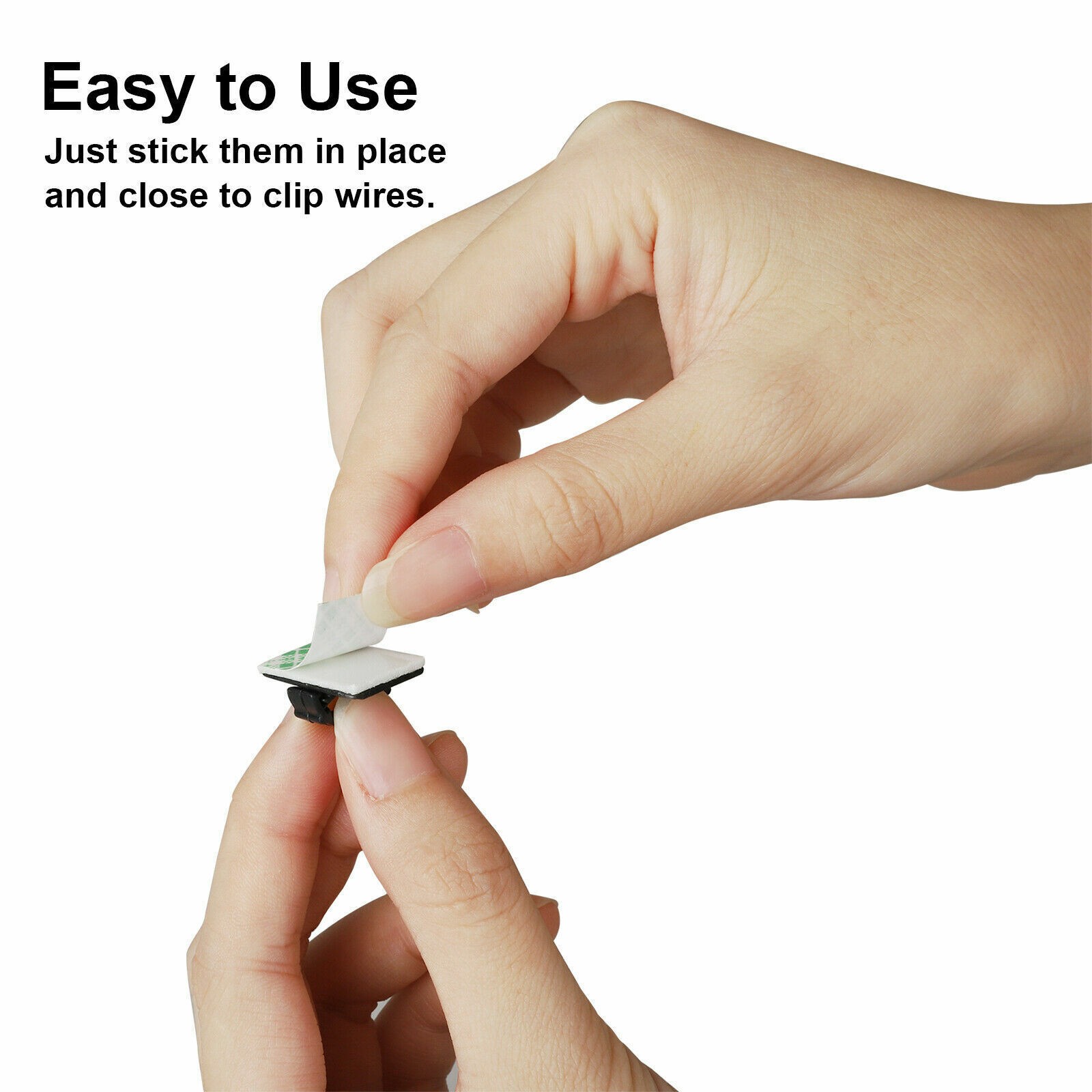 100Pcs Cable Clips Self-Adhesive Cord Management Wire Holder Organizer Clamp NEW