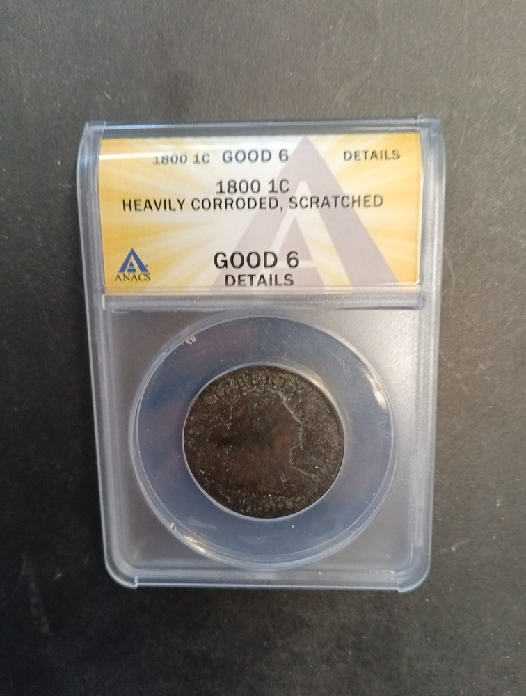 1800 Draped Bust Large Cent ANACS GOOD 6