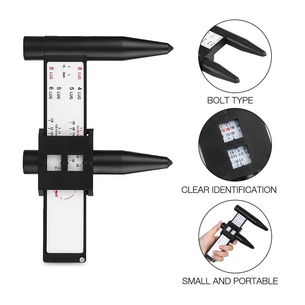 Wheel Bolt Pattern Gauge Tool 4 5 6 8 Lug Pattern Quick Measure Slide Hand Held☆