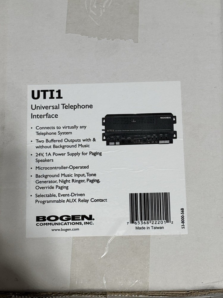 Bogen UTI1 Single Zone Paging Controller Universal Telephone Interface