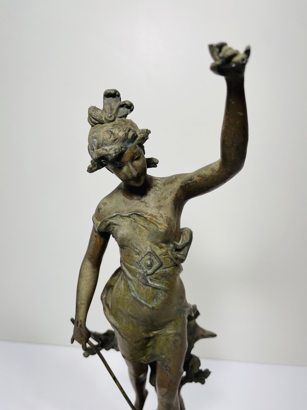 Vintage Par Ferrand Bronzed Spelter Musical dancing Lady Fee Joyeuse