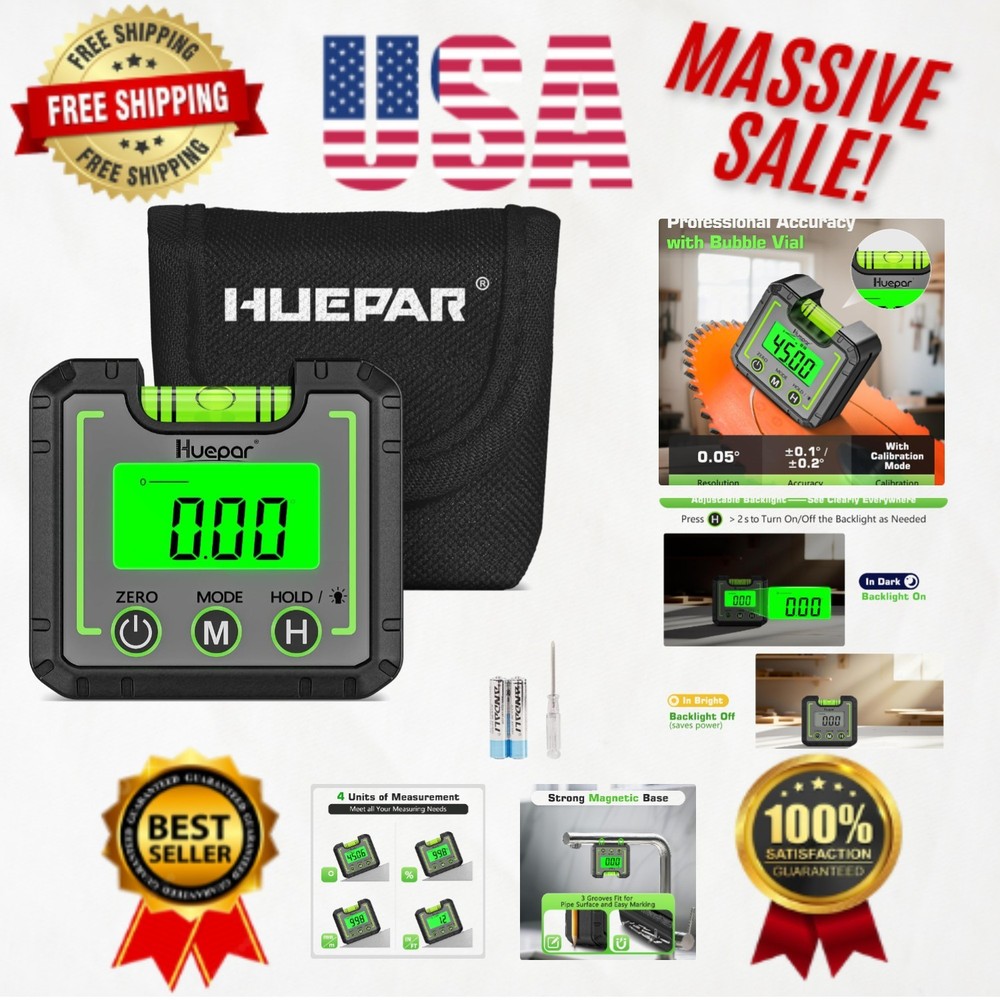 Compact Inclinometer with Backlit Display & Hold Function for Easy Measurements