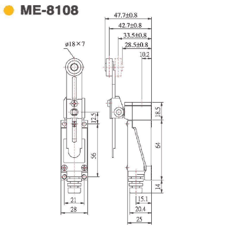 4pcs ME-8108 Momentary Rotating Adjustable Roller Lever Limit Switch 5A