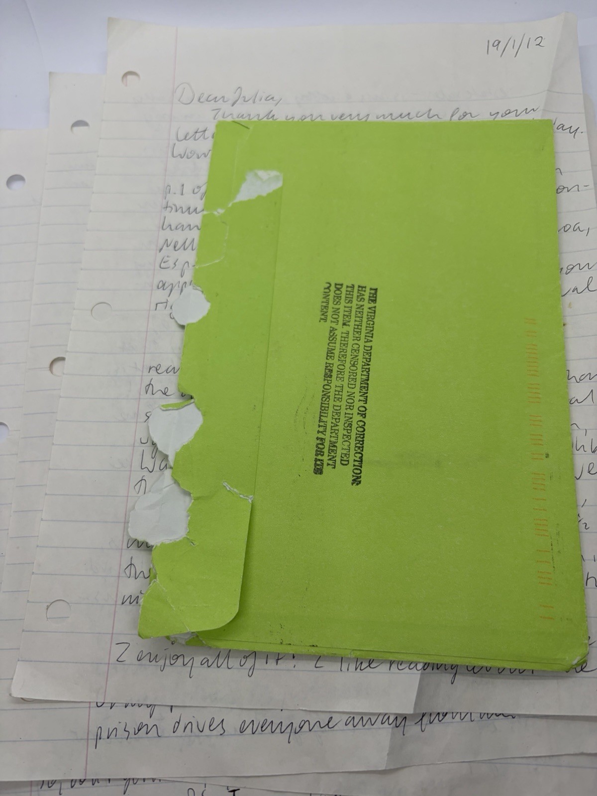 Jens Soering Soring Prison Card & Letter Signed Authentic RARE True Crime 2012