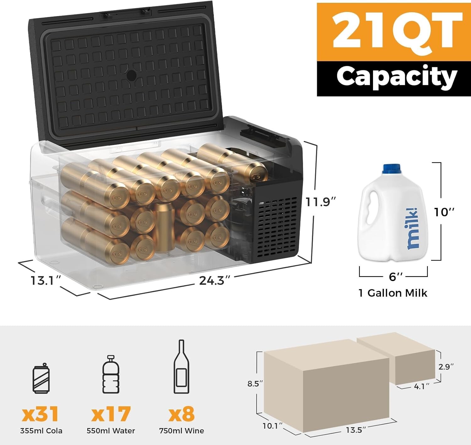 Setpower RF20 12V Portable Refrigerator with PG216WH Battery Pack for camping