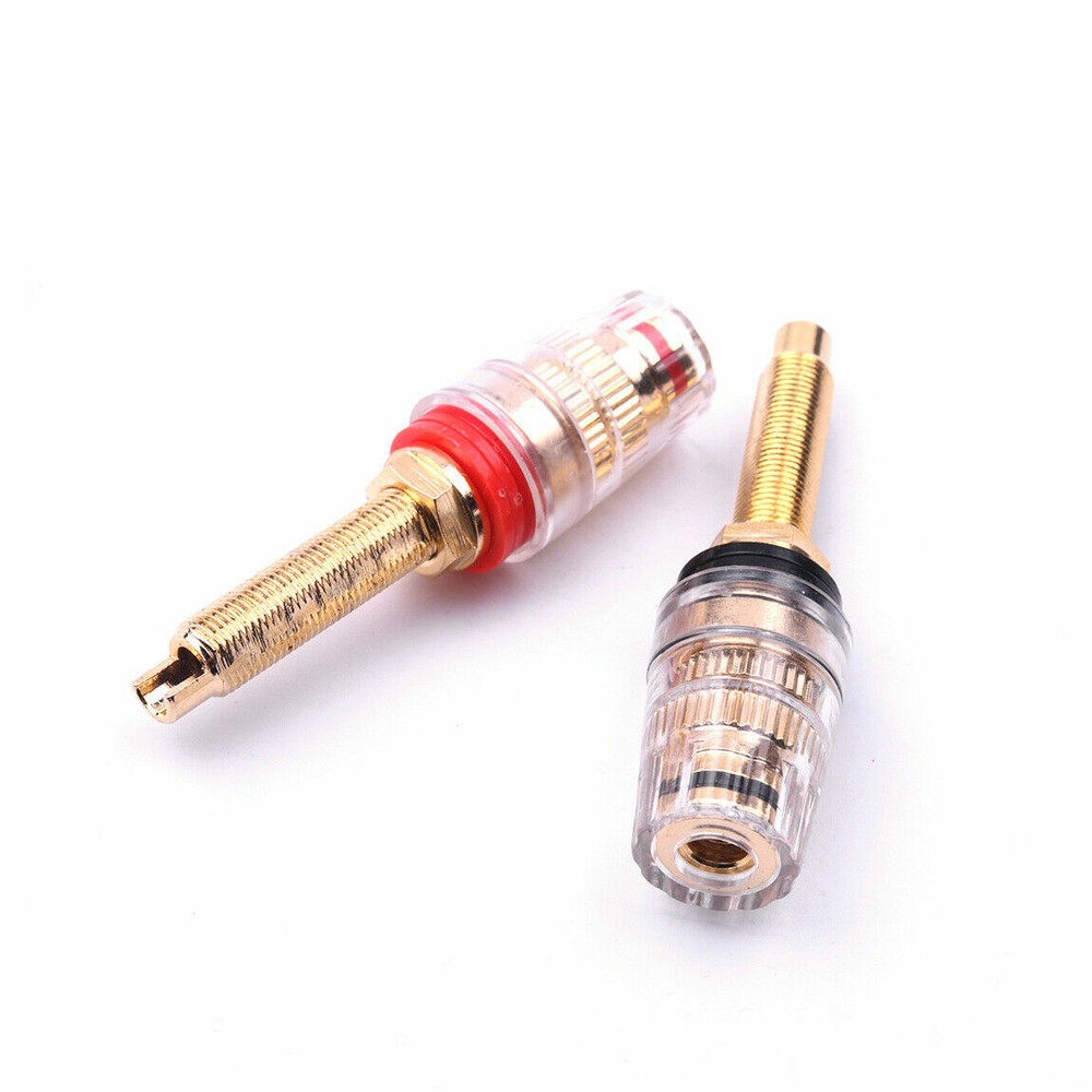 1 Pair 2pcs Audio Speaker Binding Post Thread Terminal Banana Plug Gold Plated