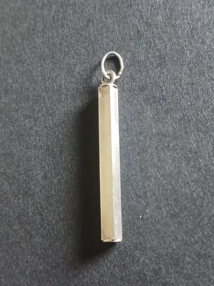 Vtg Sterling Silver Vertical Rectangular 1.75" Bar Pendant Minimalist
