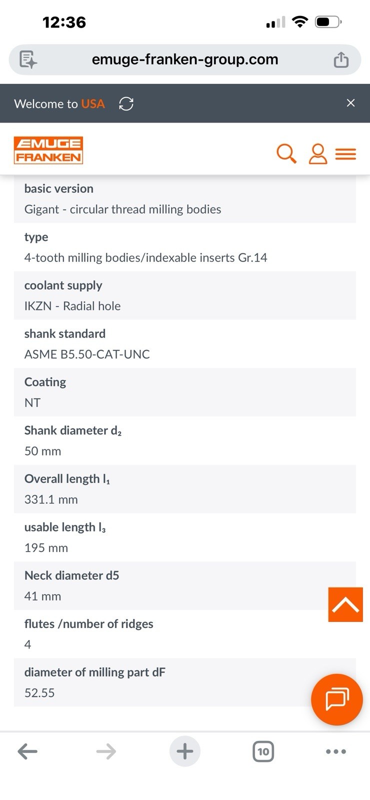 Emuge Gigant-ic-IKZN GZ346024 Thread Mill