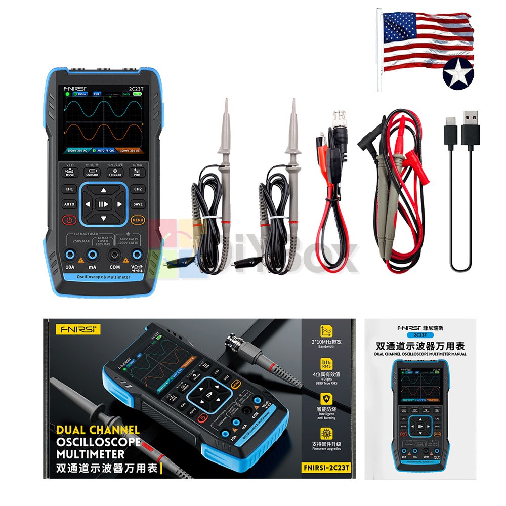 FNIRSI 2C23T Handheld Digital Oscilloscope /Multimeter Function Signal Generator
