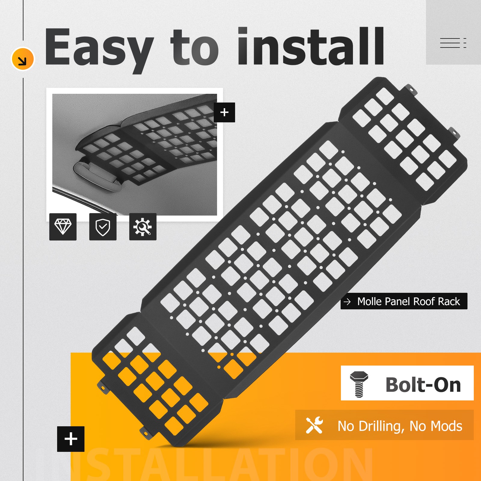 Molle Panel Roof Rack For Toyota Tacoma 2005-2015 2nd Gen Double Cab 4-Door