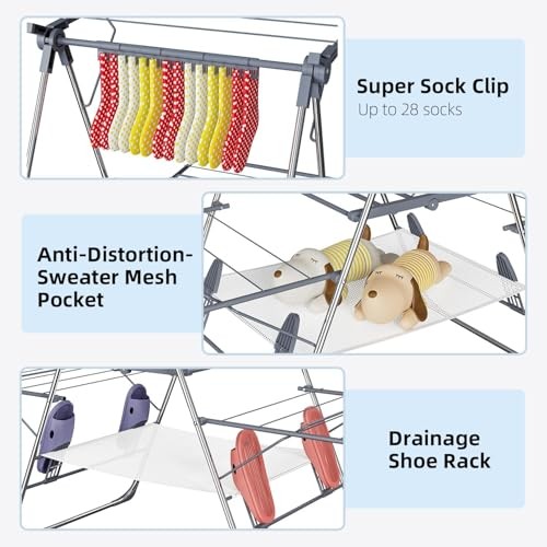 Clothes Drying Rack Foldable 2-Level Laundry Racks for Drying Clothes