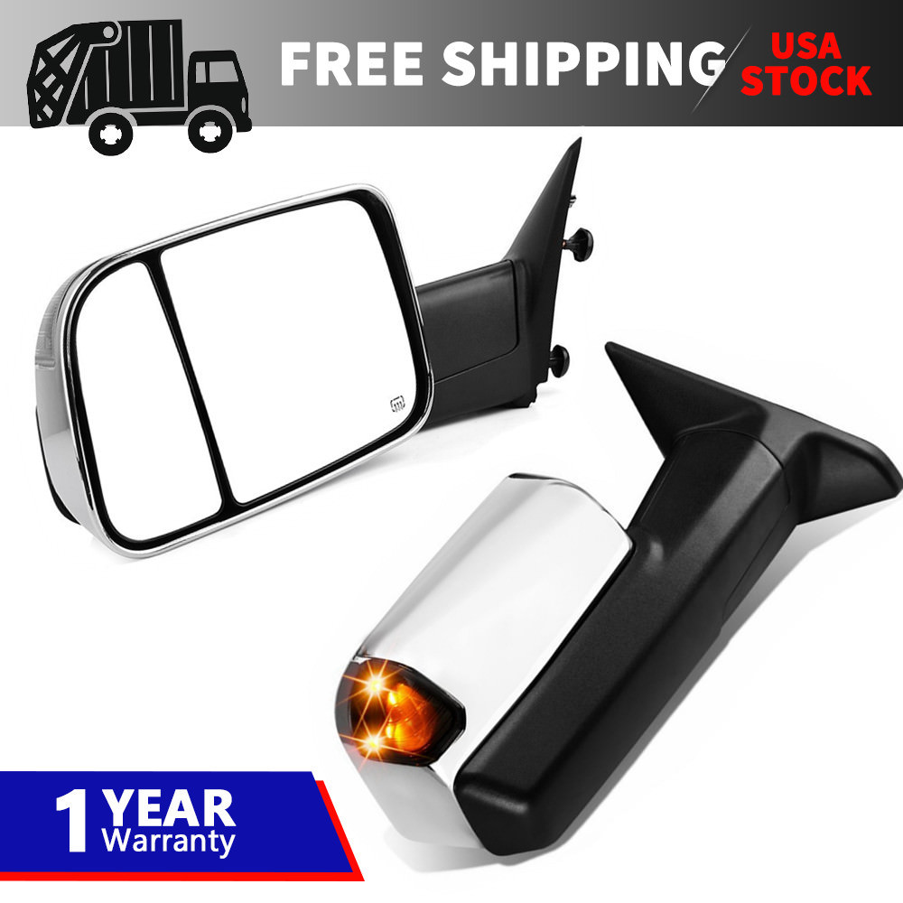 Tow Mirrors For 09-23 Ram 1500 10-18 2500 3500 Power Heated w/Temperature Sensor