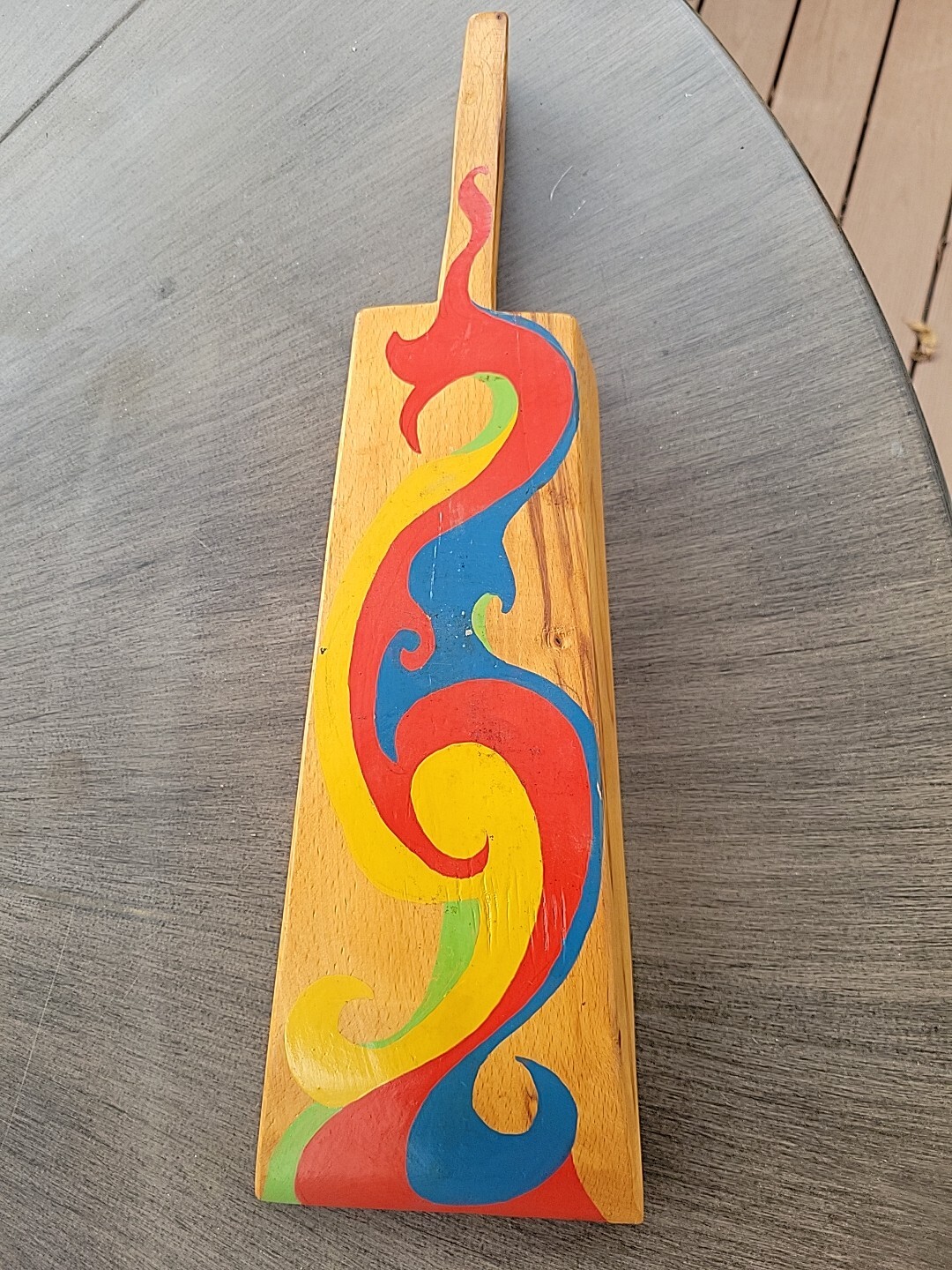 Vtg Folk Art Wooden Tole Grain Flour Scoop Painted Primitive Farm Core READ