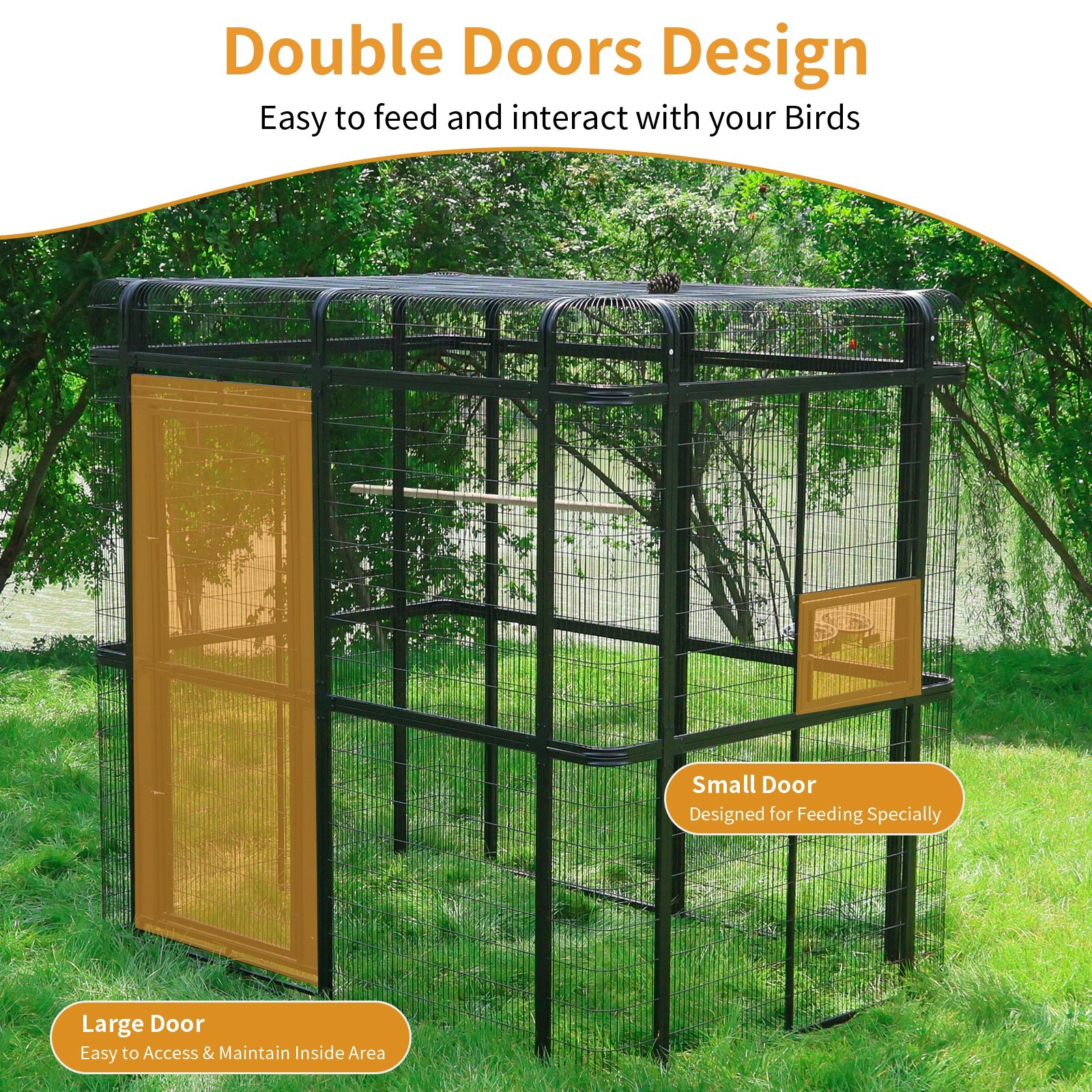 7.2ft Large Walk in Bird Cage Huge Parrot Macaw Aviary Finch Outdoor Birdcage