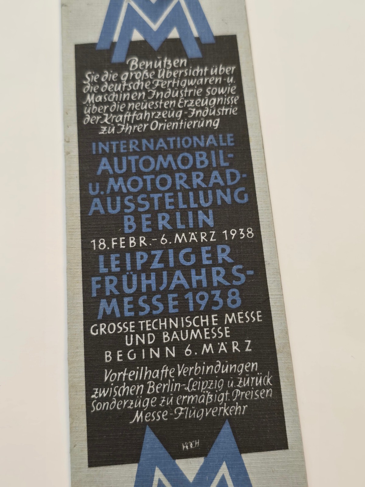 WWII German Third Reich Bookmark 1938 Leipzig Trade Fair Art Deco Book Mark