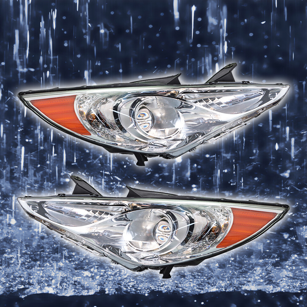 Pair Chrome Left+Right For 2011-2014 Hyundai Sonata LED Clear Headlights Lamps