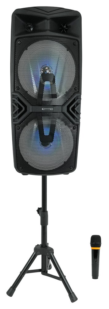 Technical Pro STAGE28 Dual 8" Rechargeable LED Bluetooth Speaker + Stand + Mic