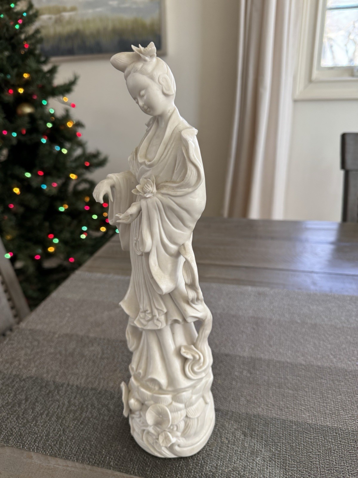 14” Porcelain Guanyin Figure Statue Marked Japan