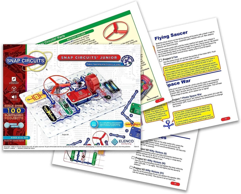 Snap Circuits Jr. SC-100 Electronics Exploration Kit, Over 100 100 Projects