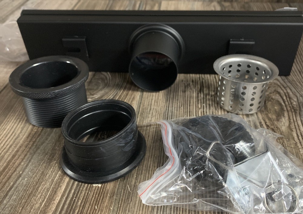 12 Inch Shower Linear Black Matte Drain Rectangular Floor Drain with Accessories