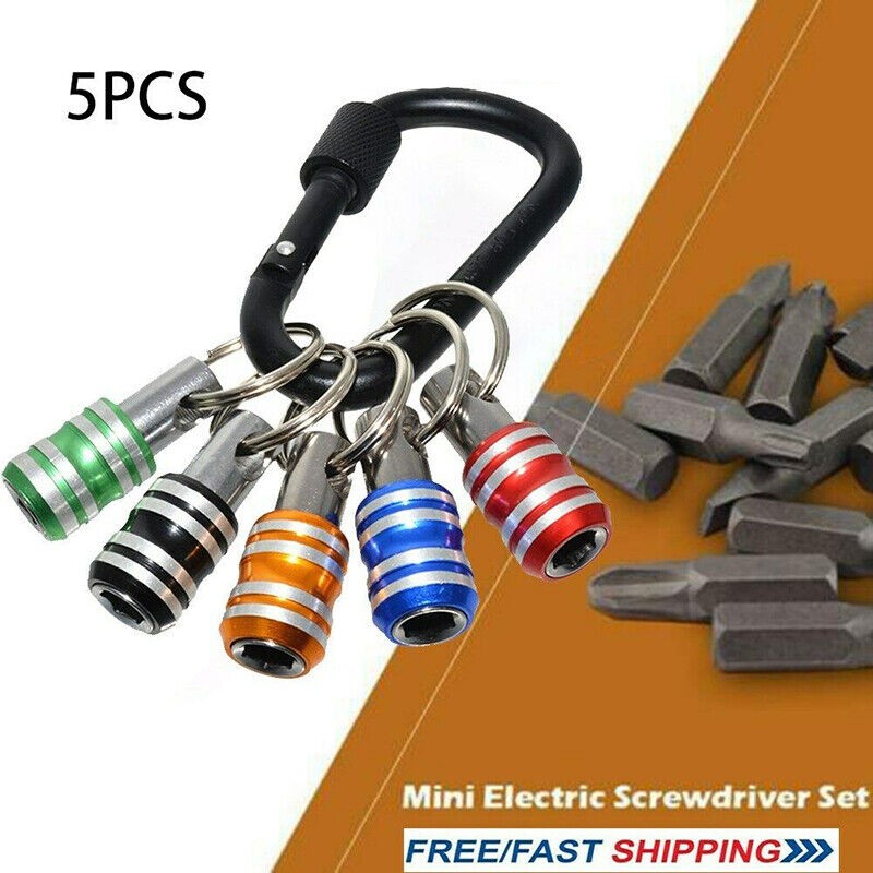 5 Pcs 1/4" Hex Shank Quick Release Key Chain Screwdriver Bit Holder Bits Set e