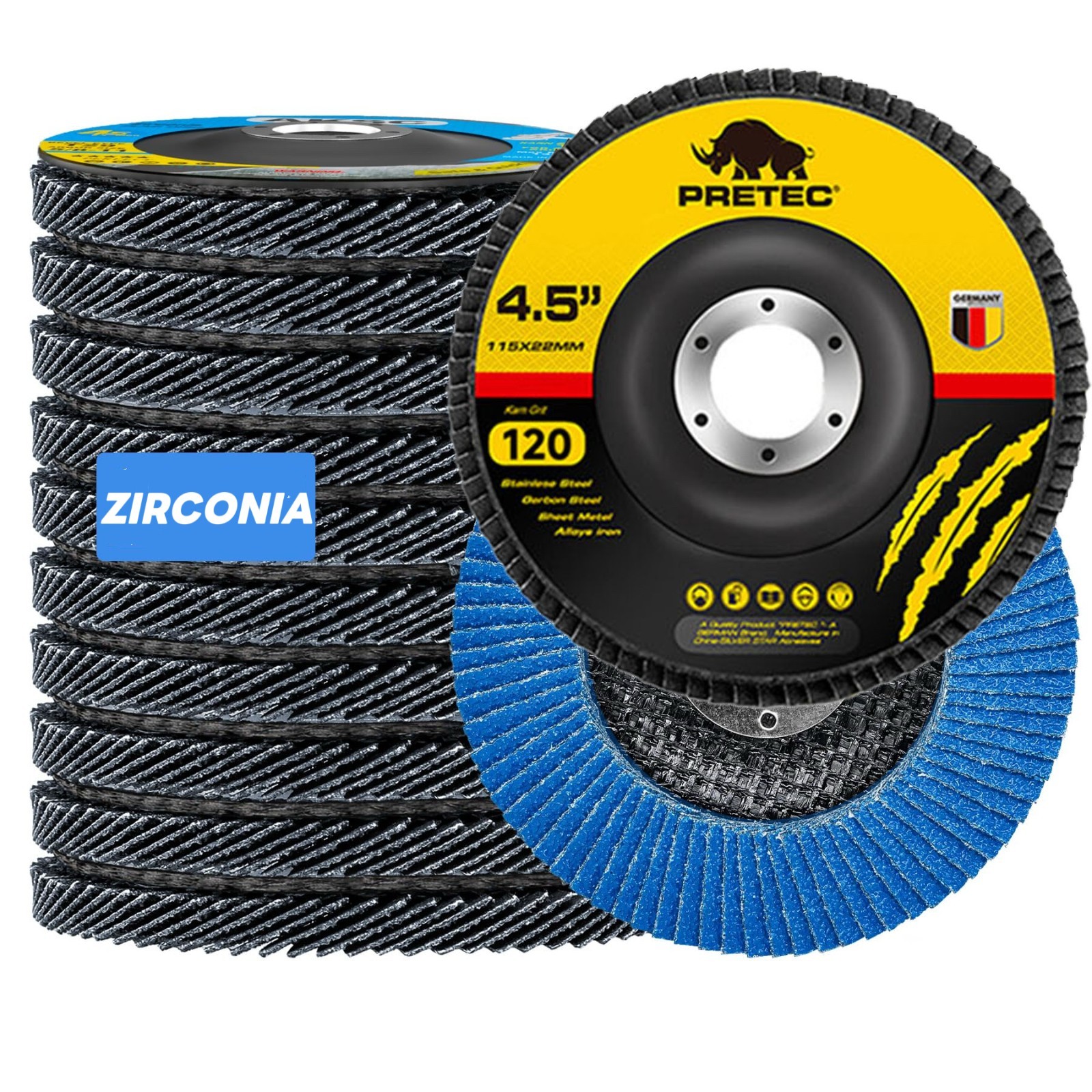 120PACK 4.5" Angle Grinder Flap Discs,120 Grit Zirconia Sanding Disc for Metal