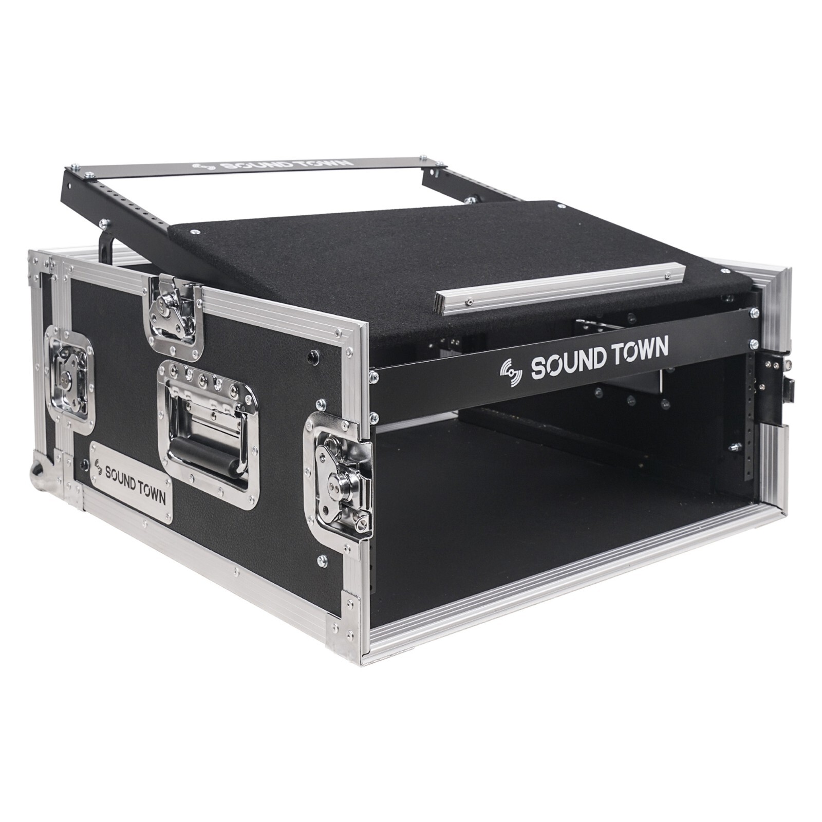 Sound Town 4U Rack Road Case 11U Slant Mixer Top 20'' Rackable Depth (STMR-4U)