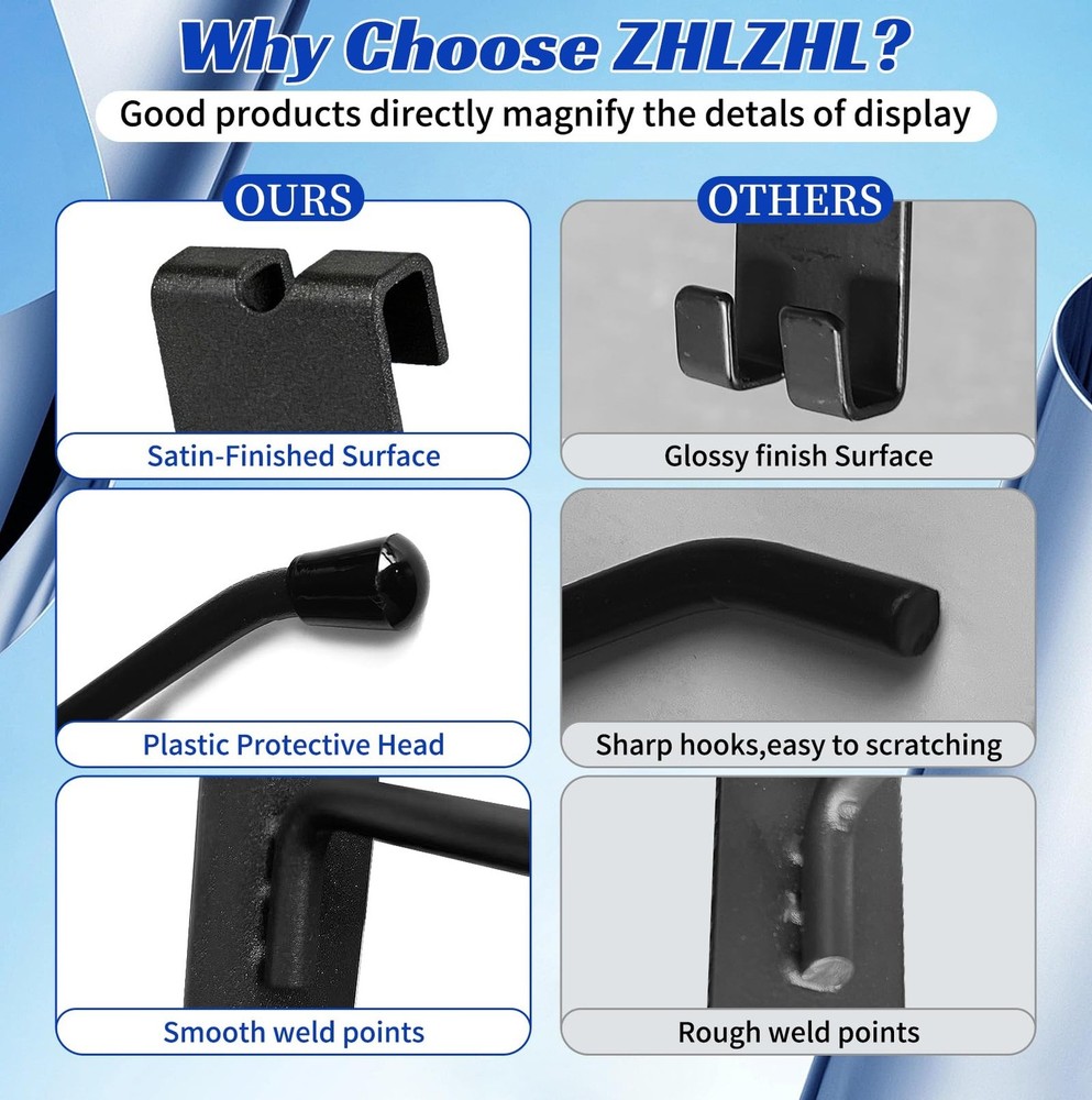 Gridwall Hooks 2 inch,40pcs Display Hooks for Grid Wall Panel,Metal Grid Wall...