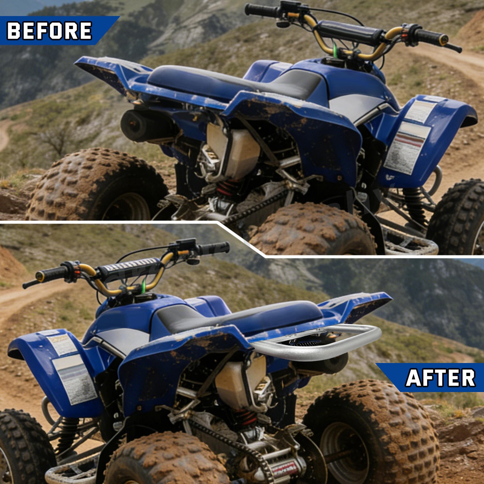 Rear Grab Bar Bumper & LED Tail Light Kit For Yamaha Blaster 200 ATV 1988-2006