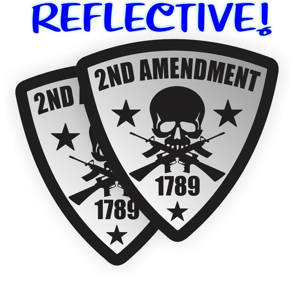 Reflective - 2nd Amendment Shield Hard Hat Stickers  Motorcycle Helmet Decals