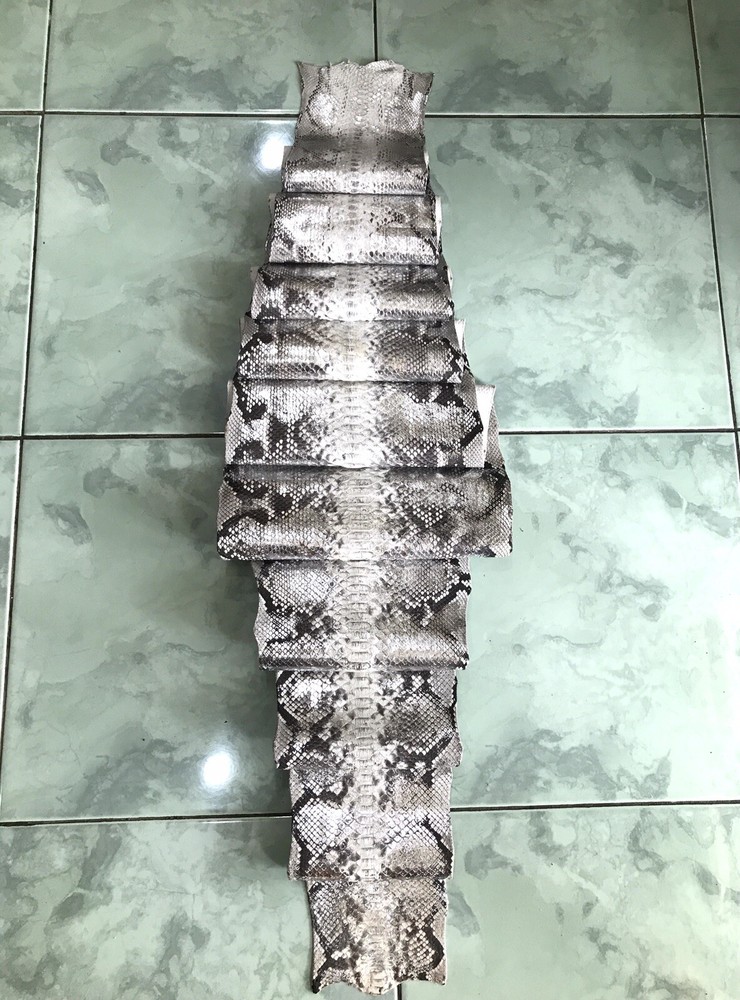 Genuine Python Leather, Exotic Snake Skin,Silver SnakeSkin,Silver Python Leather