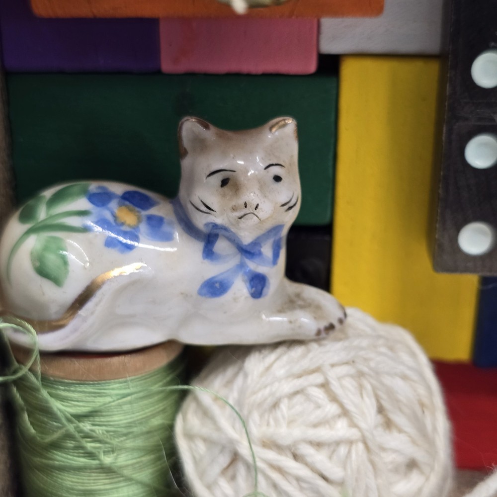 Upcycled Kitty Cat Assemblage Art Shadowbox